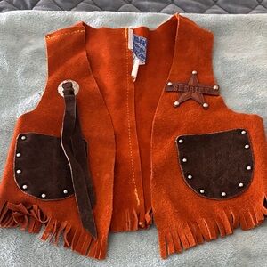 Kids Orange Sheriff Vest Costume with Brown Accents - Unbranded